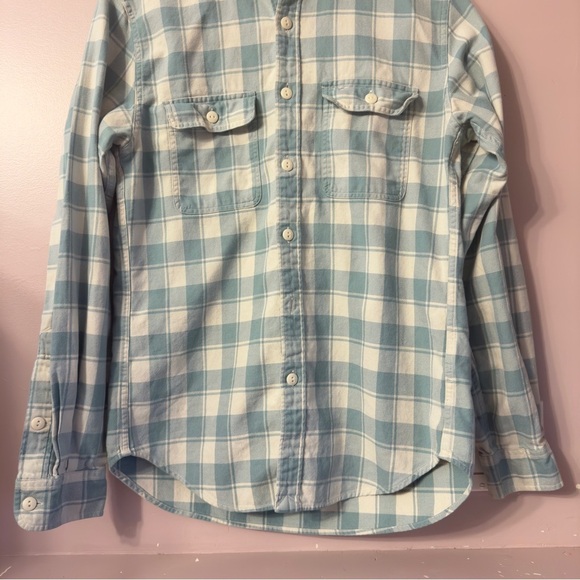 J.Crew Flannel Shirt Checks Light Mint Men Size S - Picture 3 of 7